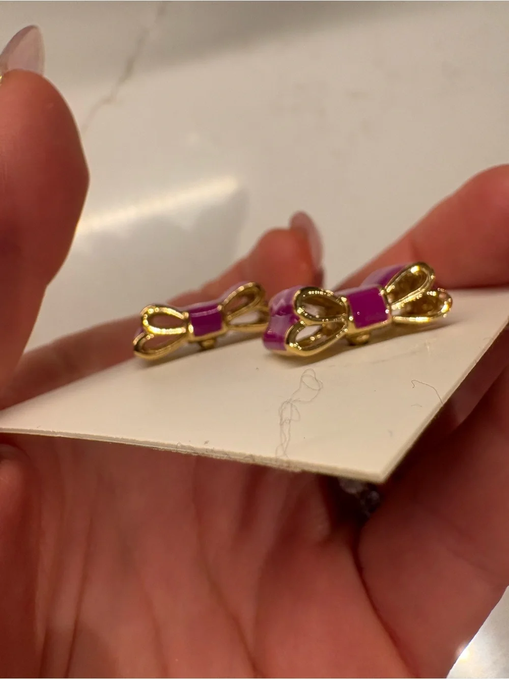 kate spade purple enamel bow bracelet and stud earring set